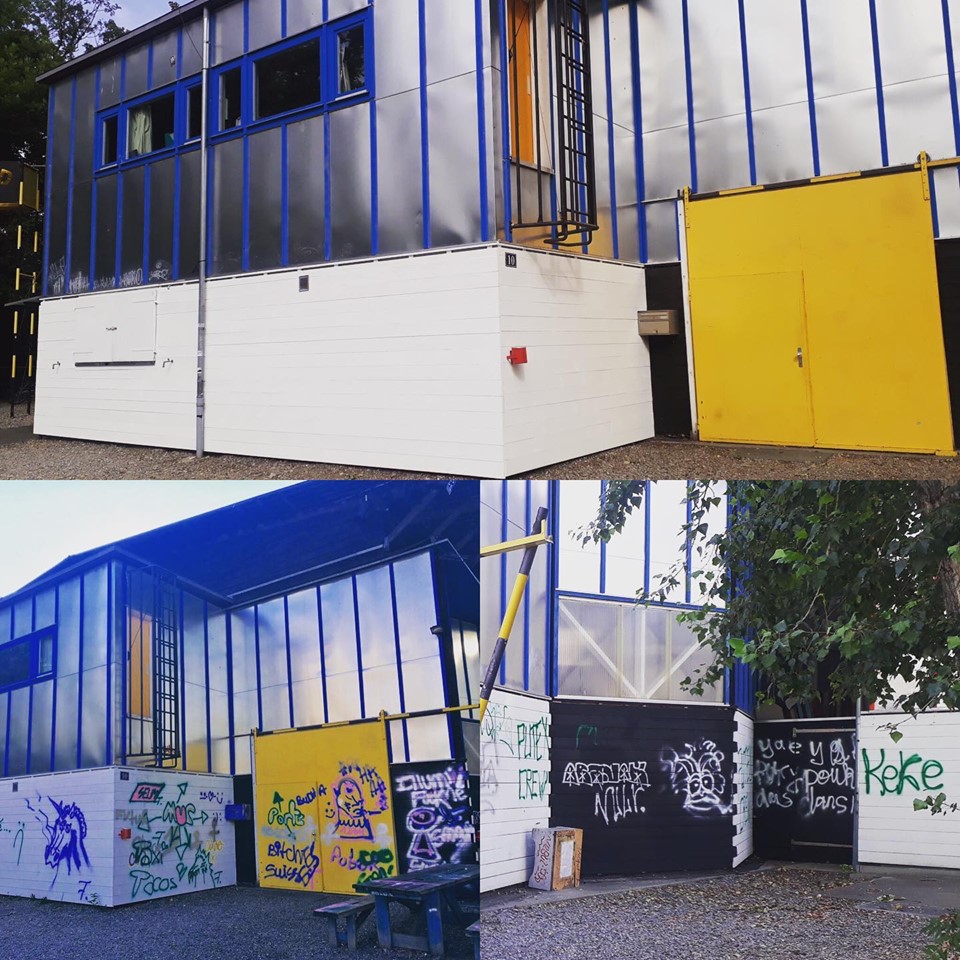 A peine renouvelée, la façade du théâtre est vandalisée